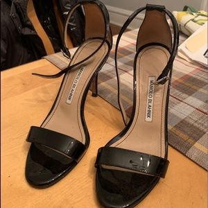 Manolo Blahnik Chaos Patent Ankle Strap Sandal